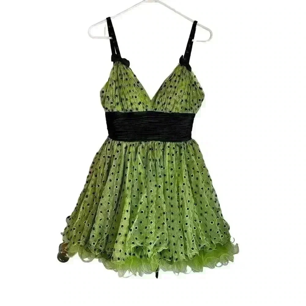 Mac Duggal Couture Lime Green/Black Cocktail Prom Dress Size 2